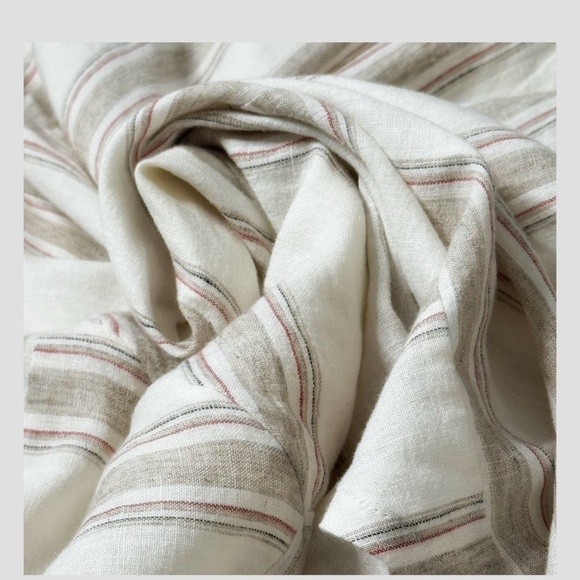 Soft Surroundings Petite Equinox Dress Striped Linen Knee Length Neutral White - Picture 13 of 14